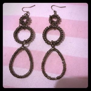 Silver tone, hoop drop earrings